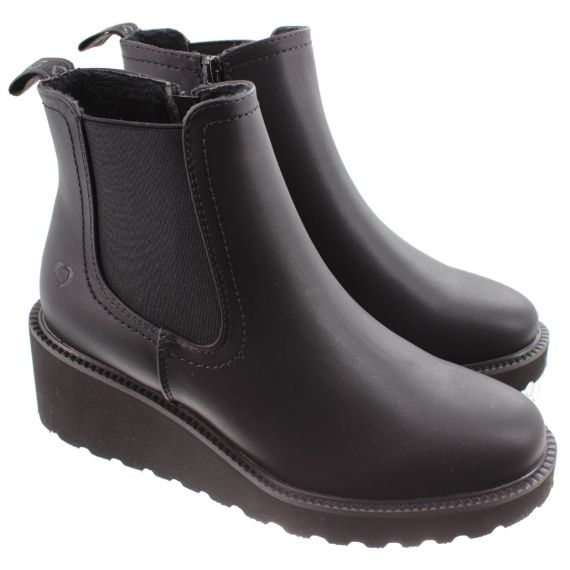 HEAVENLY FEET Ladies Clematis Wedge Ankle Boots In Black
