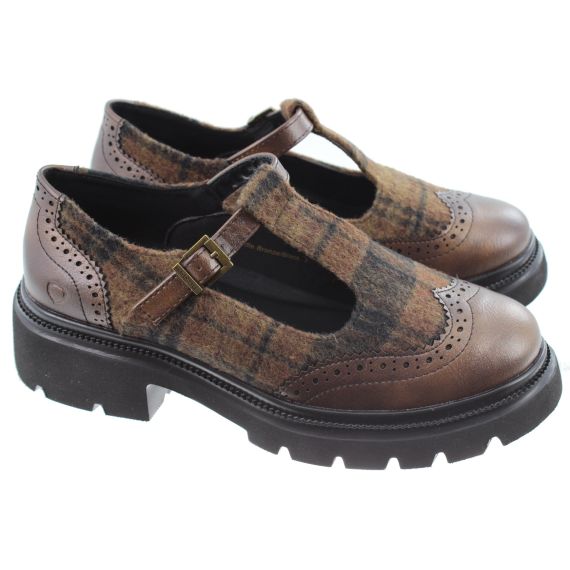 HEAVENLY FEET Ladies Cradle T-Bar Shoes In Bronze