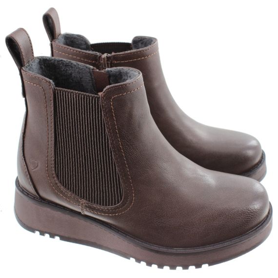 HEAVENLY FEET Ladies New Rolo Chelsea Ankle Boots In Chocolate Brown