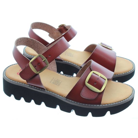 HEAVENLY FEET Ladies Trudy Buckle Sandals In Brown