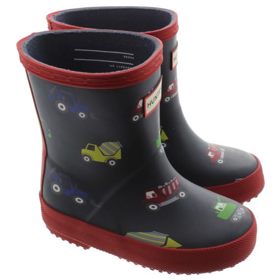 HUNTER Kids First Welly Boots In Navy Construction
