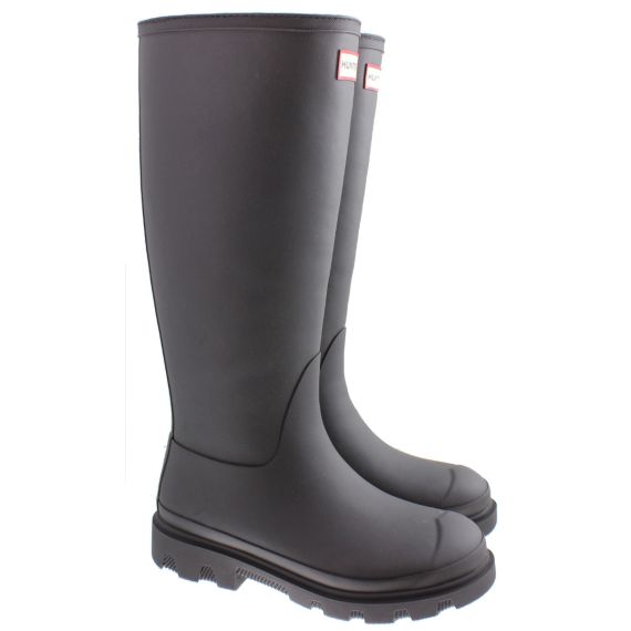 HUNTER Ladies Downpour Insulated Tall Wellington Boots In Black