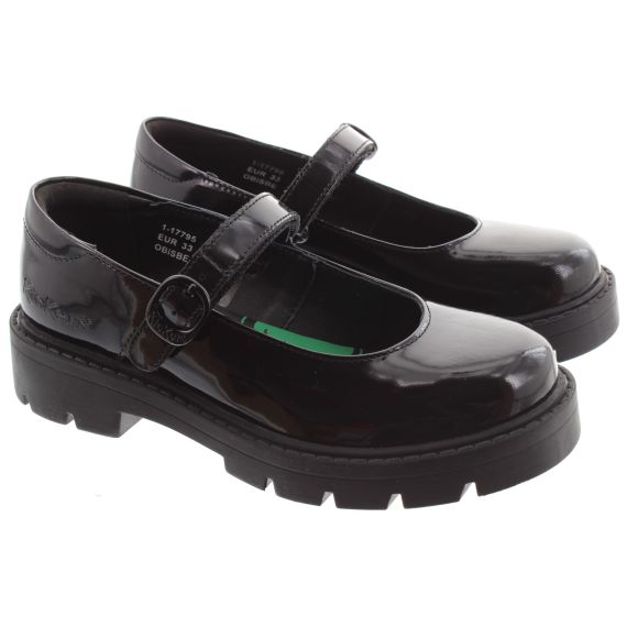 KICKERS Kids Kori Mary Jane Dolly Shoes In Black Patent