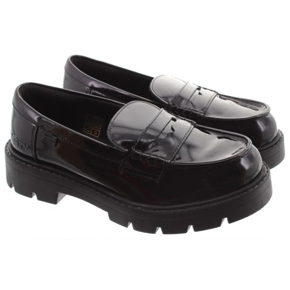 KICKERS Youths Kori Loafers In Black Patent 