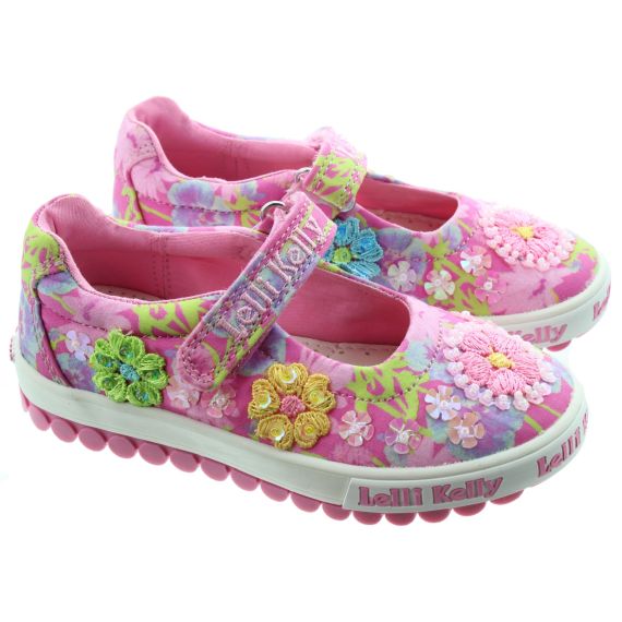 LELLI KELLY Kids LK4911 Eloise Dolly Canvas Bar Shoes In Pink