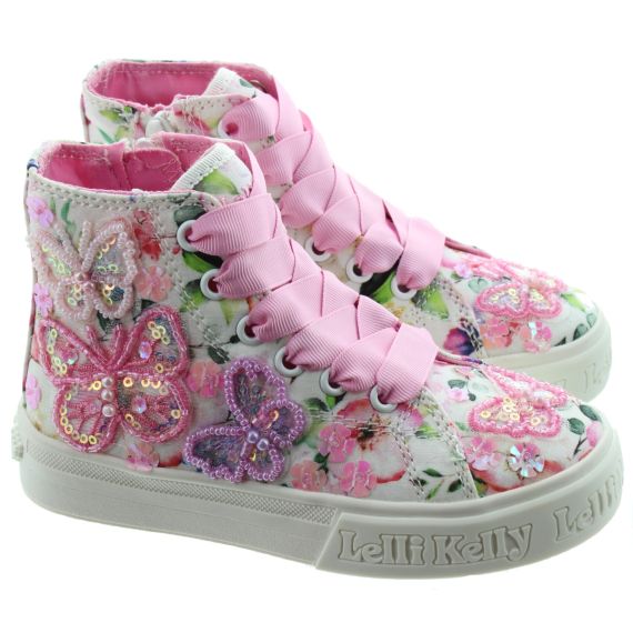 LELLI KELLY Kids LK5416 Serena Canvas High Top Boots In White