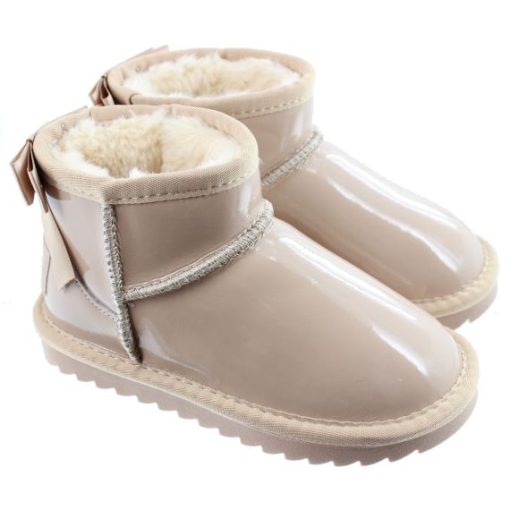 LELLI KELLY Kids LK5683 Martina Patent Bow Boots In Beige