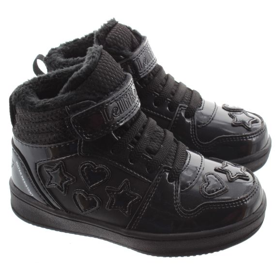 LELLI KELLY Kids LK8408 Ruby Water Resistant Hi-Top Boots In Black Patent