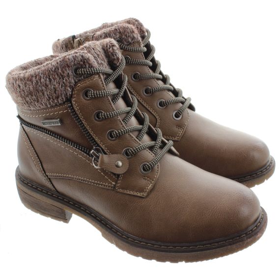 LUNAR Ladies GLB090 Benson Waterproof Boots In Brown