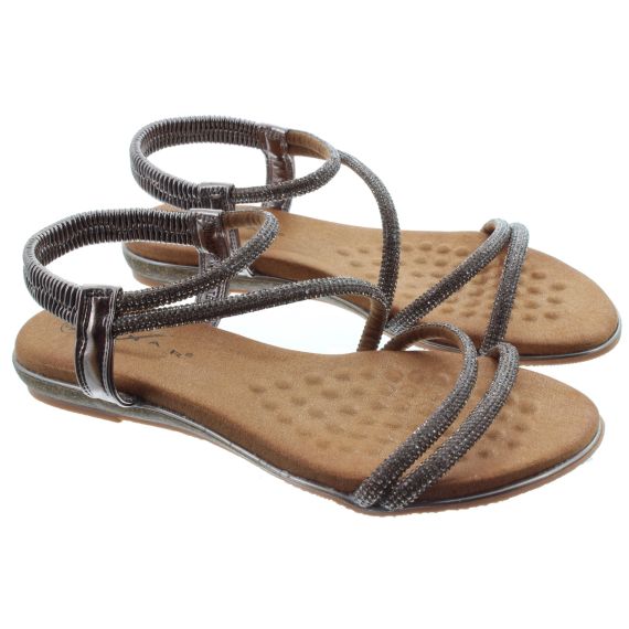 LUNAR Ladies Cortez Glitter Sandals In Pewter