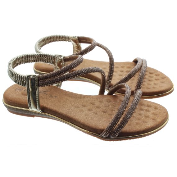 LUNAR Ladies Cortez Glitter Sandals In Gold 