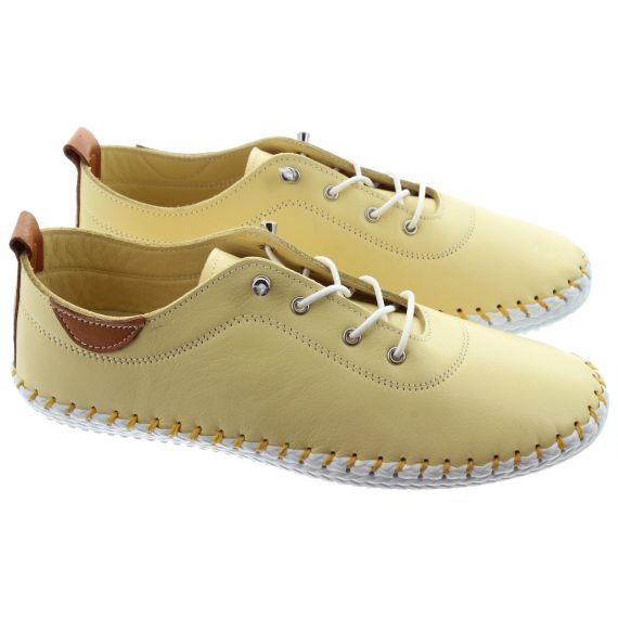 LUNAR Ladies FLE030 St Ives Leather Shoes In Lemon