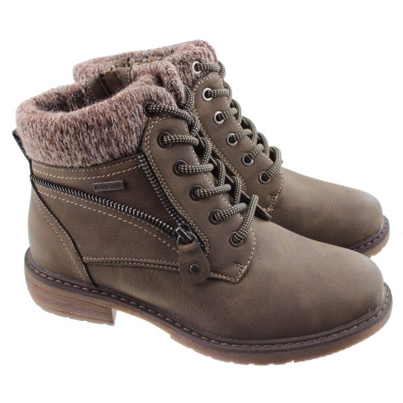 LUNAR Ladies GLB090 Benson Waterproof Boots In Brown