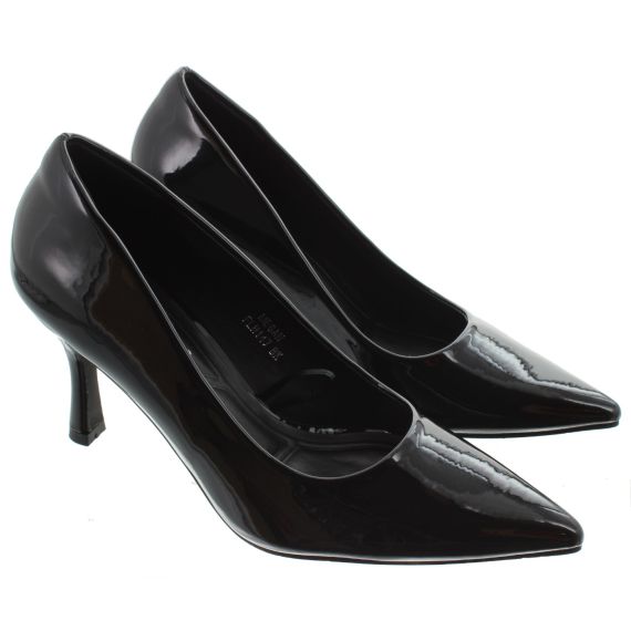 LUNAR Ladies Megan Heel Court Shoes In Black Patent