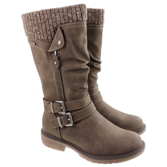 LUNAR Ladies Peyton Waterproof Calf Boots In Taupe
