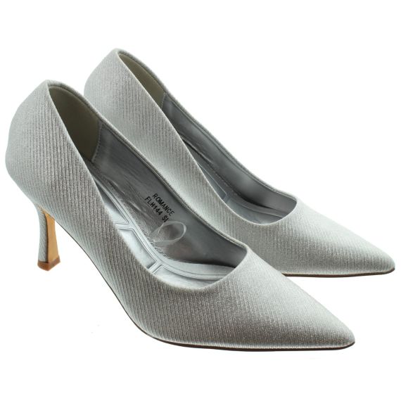 LUNAR Ladies Romance Heel Court Shoes In Silver