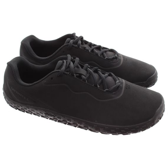 MERRELL Mens Barefoot Vapor Glove 7 Leather Shoes In Black