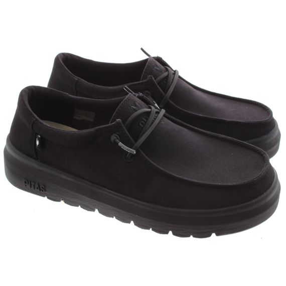 PITAS Ladies Cannes Canvas Wallabi Shoes In Black