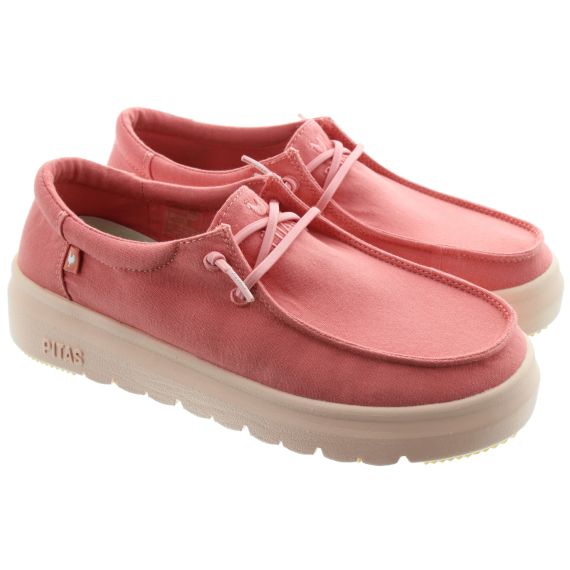 PITAS Ladies Cannes Canvas Wallabi Shoes In Coral