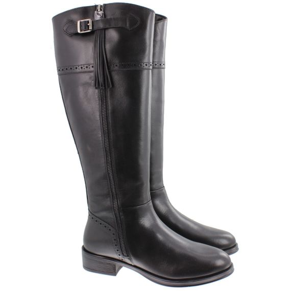 RAVEL Ladies Rowton Knee Boots In Black Leather