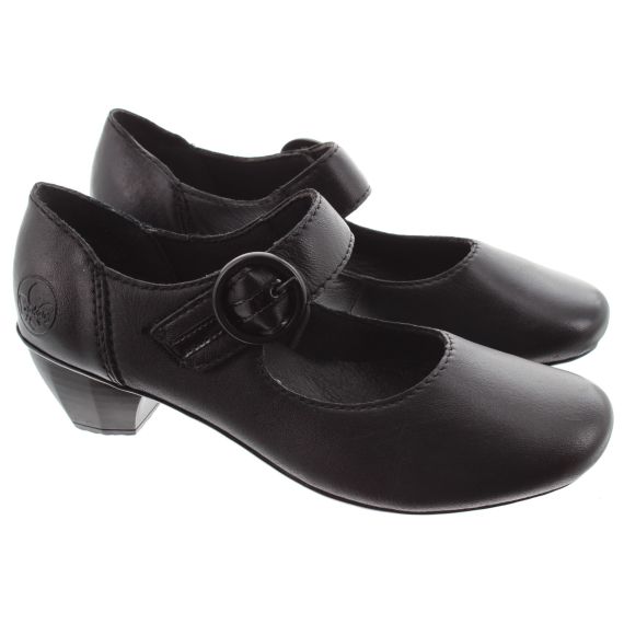 RIEKER Ladies 41756 Heel Bar Shoes In Black