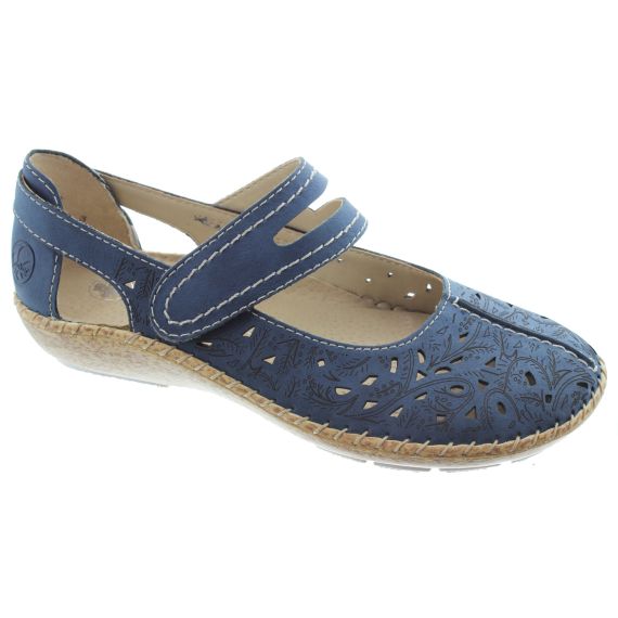 RIEKER Ladies 44872 Bar Shoes In Blue