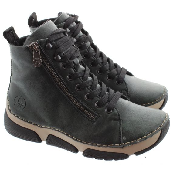 RIEKER Ladies 45920 Lace Boots In Green