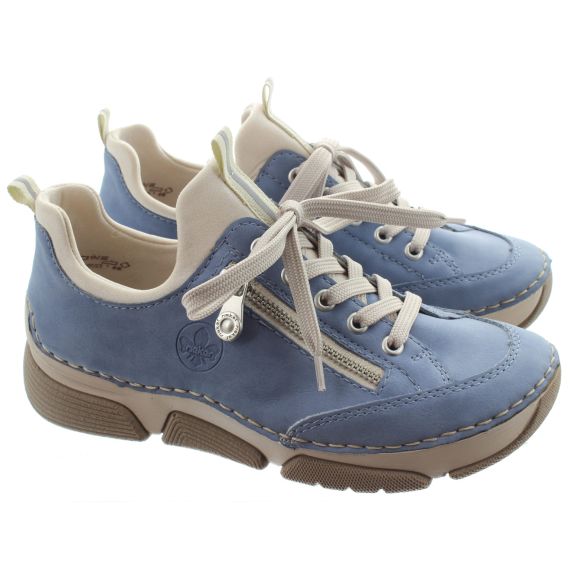 RIEKER Ladies 45973 Lace Shoes In Blue