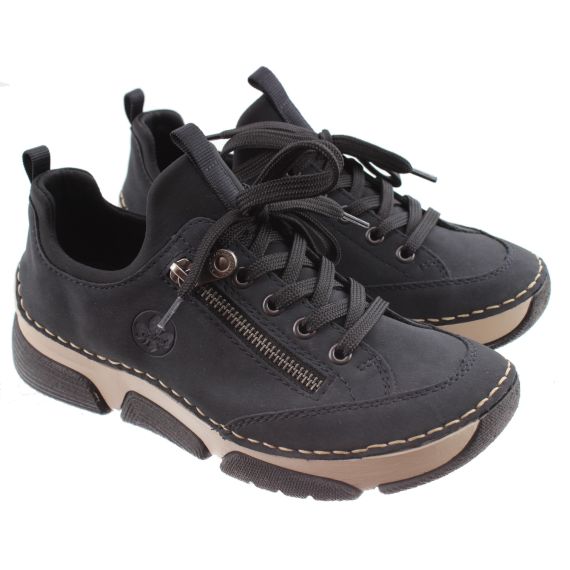 RIEKER Ladies 45973 Lace Shoes In Navy Blue