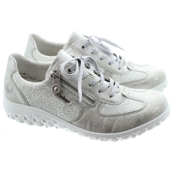 RIEKER Ladies 59501 Wide Fit Trainers In Silver 