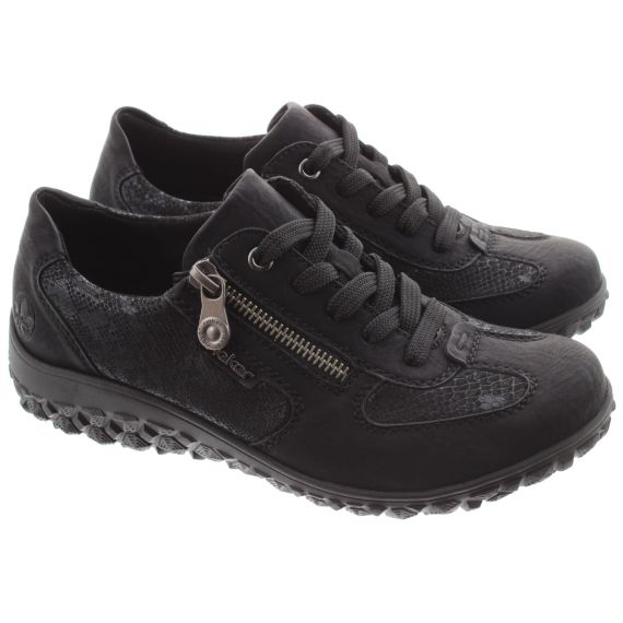 RIEKER Ladies 59501 Wide Fit Trainers In Black