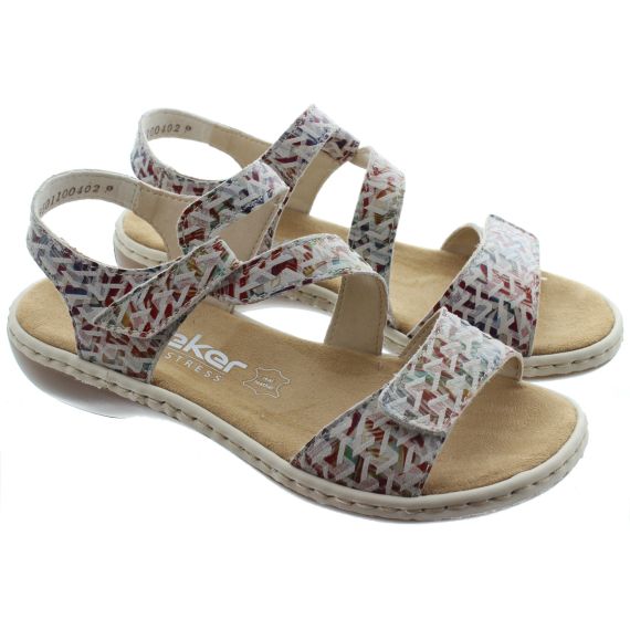 RIEKER Ladies 659C7 Flat Sandals In Multi 