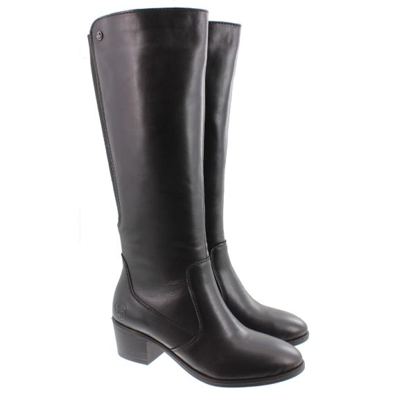 RIEKER Ladies 73955 Heel Knee Boots In Black