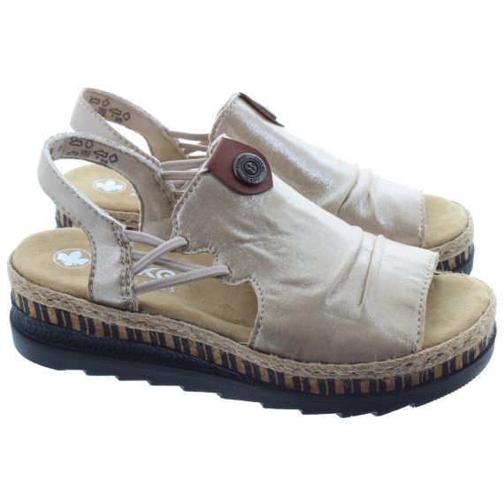 RIEKER Ladies V7972 Covered Sandals In Gold