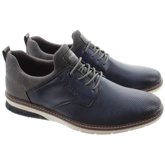 RIEKER Mens 14450 Elastic Lace Shoes In Navy