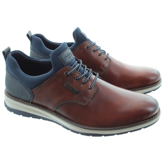 RIEKER Mens 14755 Waterproof Elastic Lace Shoes In Tan