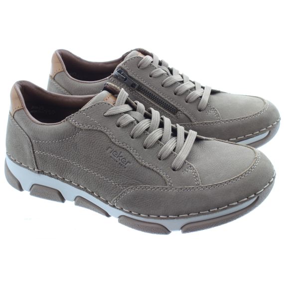 RIEKER Mens 15900 Wide Fit Lace Shoes In Taupe