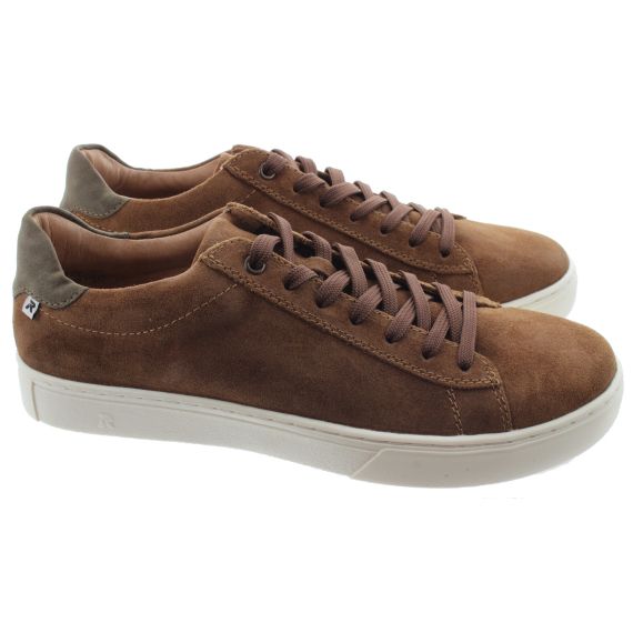 RIEKER Mens U0701 Suede Lace Up Trainers In Tan