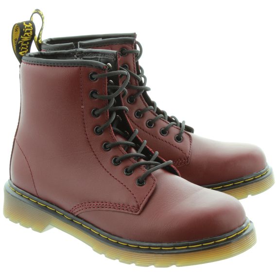 DR MARTENS Kids Delaney 1460 Y Lace Ankle Boots in Cherry
