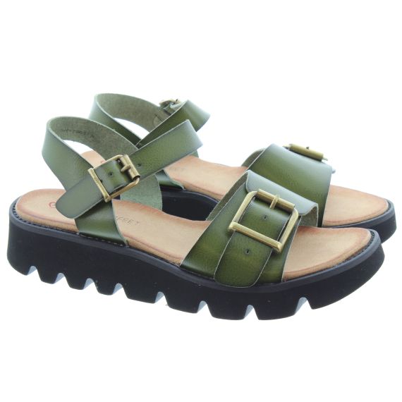 HEAVENLY FEET Ladies Trudy Buckle Sandals In Green