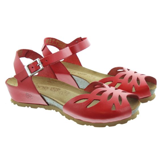 YOKONO Ladies Monaco 003 Flat Sandals In Red
