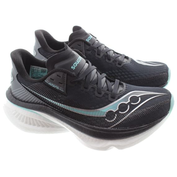 SAUCONY Ladies Endorphin Azura Running Trainers In Black, White, Aqua