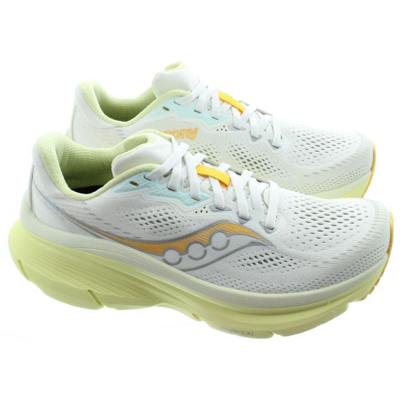 SAUCONY Ladies Guide 19 Running Trainers In White And Yellow