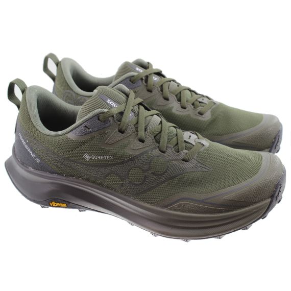 SAUCONY Mens Peregrine 16 Gore-Tex Trail Running Shoes In Khaki Green