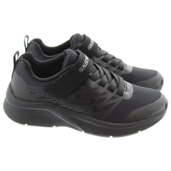 SKECHERS Kids Machine Washable 403770L Microspec Trainers In Black