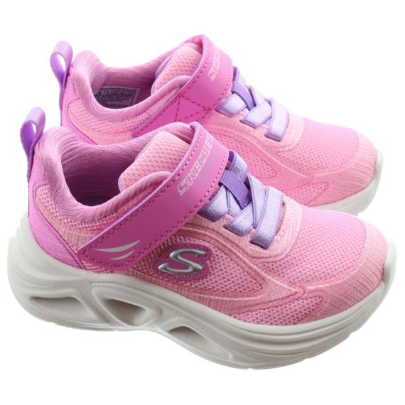 SKECHERS Kids 303729N Sola Glow Light Up Flashing Trainers In Pink And Lavender