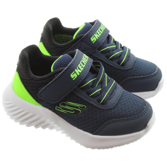 SKECHERS Kids 403908N Machine Washable Trezic Trainers In Navy And Lime 