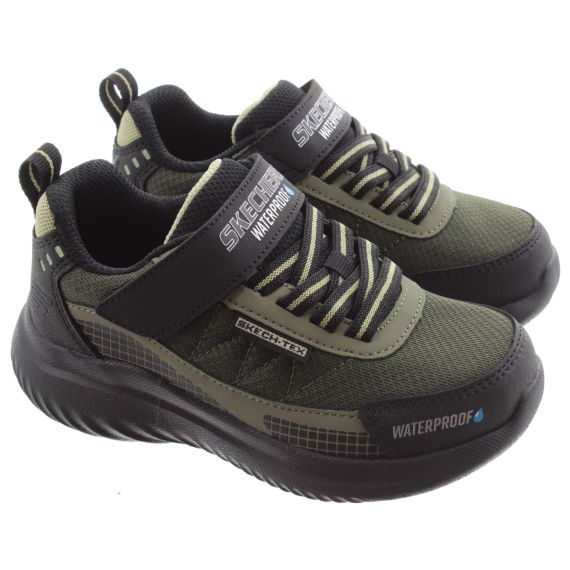 SKECHERS Kids 406341L Aqua Pace Waterproof Velcro Trainers In Black Olive