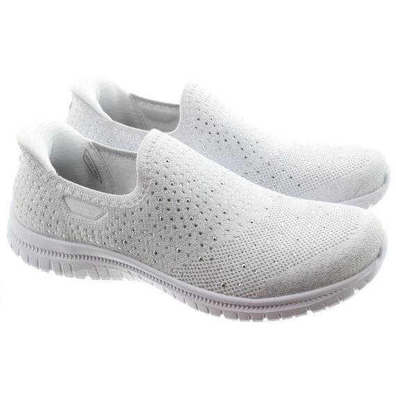 SKECHERS Ladies 104458 Martha Stewart Slip Ins Shoes In White Silver