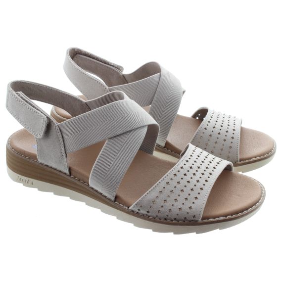 SKECHERS Ladies Bobs 113890 Arch Fit Sandals In Taupe